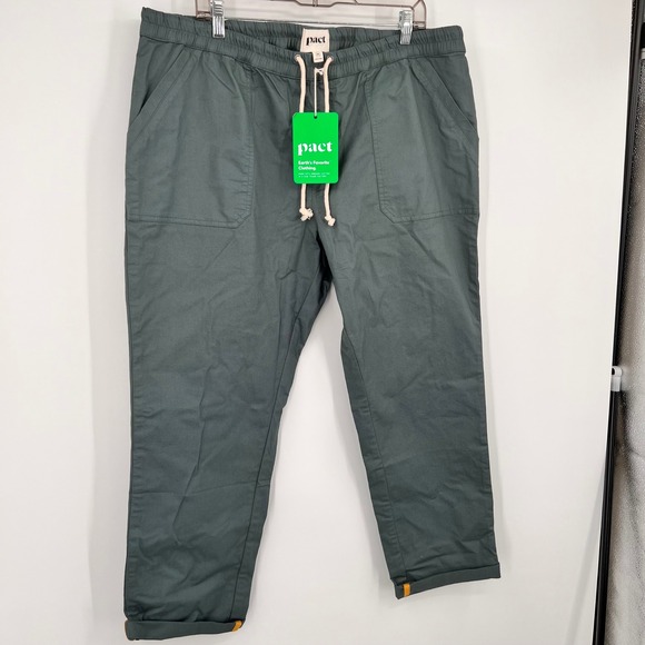Pact Unisex Organic Cotton Drawstring Pants XXL Green Grey New With Tags - Picture 9 of 9